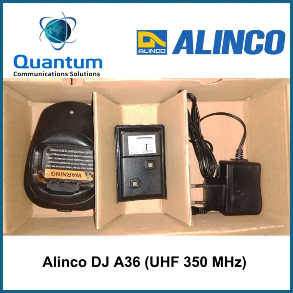 Alinco DJ A 36 accessories in box charger battery cable walkie talkie